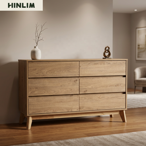 Contemporary Scandinavian Oak Color <b>Sideboard</b> with <b>Storage</b> and Solid Wood Legs for Small Dining Rooms and Apartments - Product Image 1