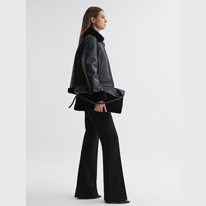 Blouson d'hiver pour femme en cuir d'agneau véritable, coupe-vent de moto personnalisable, chaud, matelassé, fermeture éclair, respirant - Product Image 3