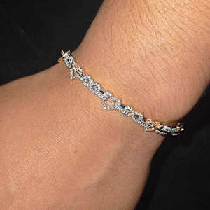 Iced Heart <b>Infinity</b> Link Gold Lab Grown Diamond Full Micro Pave Open Heart <b>Bracelet</b> Classic Style Wholesale Fine Jewelry - Product Image 1