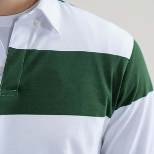 Suéter a rayas de primera calidad para hombre, camisa retro de rugby polo de manga larga para hombre, camisa de rugby de algodón tejida con logotipo personalizado para hombre - Product Image 5
