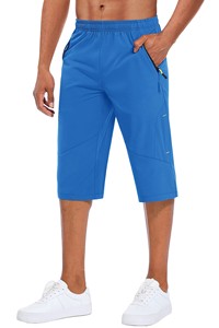 Shorts Bermuda pour homme, couleur unie, séchage rapide, avec poches, taille élastique, style décontracté, en polyester - Product Image 5