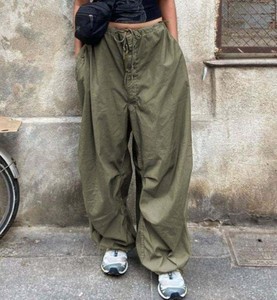 Nouveau pantalon cargo parachute pour femme, coupe large, en coton tissé, élastique, tendance, très écologique, coupe-vent, pour le travail et le sport, pour le dropshipping - Product Image 1