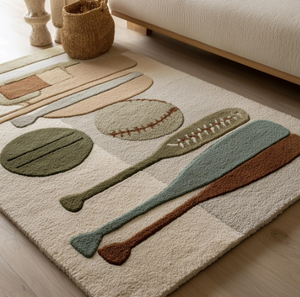 Tapis en laine tufté à la main, motif moderne, de haute qualité, écologique, pour salon, chambre d'enfants, hôtels, bureau. - Product Image 1