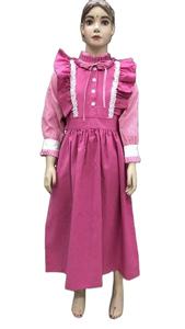 Custom International Saudi School Uniforms Long Sleeve <b>Pink</b> Dress With Long Frock School Attire - Product Image 4