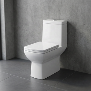 Inodoro de una pieza de estilo europeo, montado en el suelo, cuadrado, de cerámica, para baños de casas y villas de alta gama. - Product Image 6
