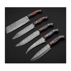 Hot Sale Customized Handmade Damascus Steel 5-Piece Premium Chef <b>Knife</b> <b>Set</b> Ambidextrous 67-Layer Blades Wood Handles Private - Product Image 1