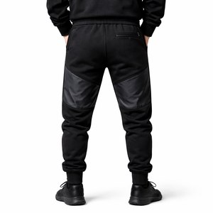 กางเกงจ็อกเกอร์สีดำแบบกำหนดเอง พิมพ์ลายกราฟิกสะท้อนแสง ผ้าคอตตอนผสม ทรงเข้ารูป สตรีทแวร์ เทคแวร์ กางเกงแทร็ค มีเชือกผูก - Product Image 4