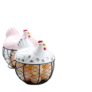 Newest and New Classical Design <b>Egg</b> <b>Basket</b> Set of 3 Black Color Made by Iron and Ceramic Used As Kitchenware to Store Fresh <b>Eggs</b> - Product Image 1