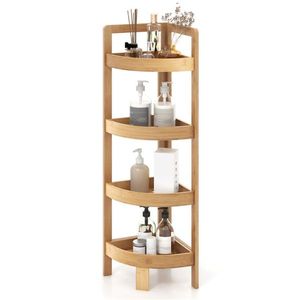 Bamboo 4-Layer Bathroom Storage Rack with Ample Space for Organization and Style - Product Image 1