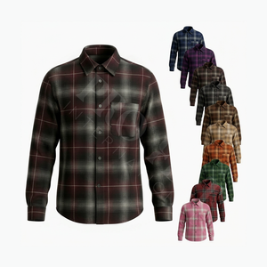 Camisa de vestir a cuadros de franela ligera, elegante y a la moda, de corte ajustado, personalizada, para venta al por mayor, con materiales personalizados - Product Image 1