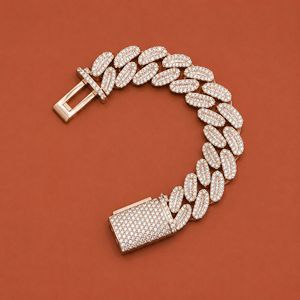 Custom 925 <b>Sterling</b> <b>Silver</b> Moissanite Diamond Cuban <b>Bracelet</b> <b>For</b> <b>Men</b> - Product Image 1