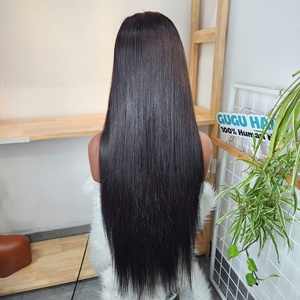 Perruque de cheveux humains lisses de 30 à 32 pouces, avec closure HD 4x4 ou 5x5, pour femmes noires, perruque frontale transparente pré-épilée - Product Image 3