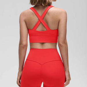 Conjunto Deportivo de Dos Piezas para Mujer con Top Corto y Leggings a Juego, Secado Rápido, Nailon/Algodón, Logotipo Frontal, para Gimnasio y Entrenamiento - Product Image 5