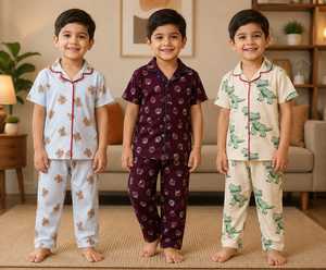 Conjunto de Pijama de Manga Corta con Cuello para Niños, Diseño Único, Suave y Casual, en Venta - Product Image 4