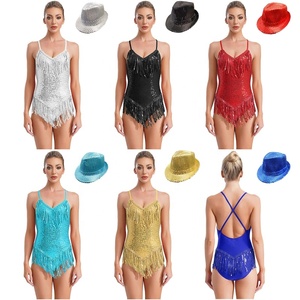 Costume de danse latine pour femmes justaucorps avec chapeau pour cha-cha <span class=keywords><strong>tango</strong></span> thème soirée <span class=keywords><strong>club</strong></span> scène performance compétition - Product Image 1