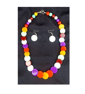 Collier tendance en perles de résine rondes colorées, boucles d'oreilles assorties, ensembles de bijoux décontractés unisexes pour mariages et fêtes, pour femme - Product Image 1