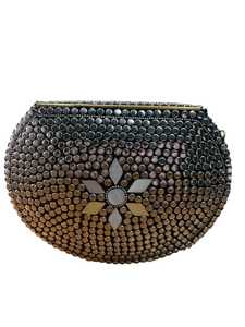 Handmade Metal Clutch Bag Chain <b>Strap</b> <b>Shoulder</b> Handbag for Women Floral Beaded Purse Party Evening Bag - Product Image 2
