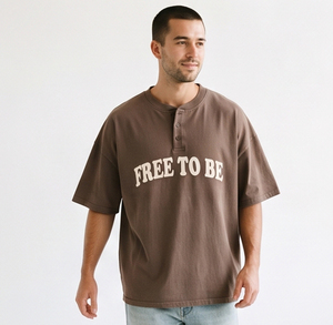 Camiseta Henley de verano para hombre, corte holgado, manga corta, algodón y poliéster, tejido de punto, con botones, hombros caídos. - Product Image 5