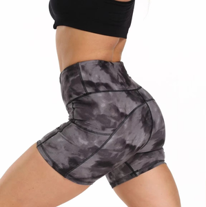 Women High Waist Tie Dye Knitted Skorts With Pockets Sporty Shorts Breathable Spandex Polyester Material - Product Image 4