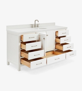 Mueble de Baño Abigail de 67 Pulgadas Directo de Fábrica, Color Blanco, con Lavabo Individual, Encimera de Cuarzo Blanco Puro Opcional, Directo de Fábrica Vietnam - Product Image 5