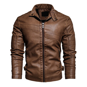Chaqueta de Motociclista de Cuero PU para Hombre, de Moda, con Cierre, Bolsillos Impermeables, Estilo Casual, Ajustada, Popular para Invierno - Product Image 4