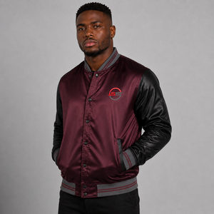 Blousons en satin pour hommes à boutons recouverts, vente en gros, nouveaux blousons Letterman en satin grande taille pour hommes, vêtements pour hommes - Product Image 6