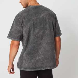 T-shirt Ringer Homme 100% Coton Canvas Respirant Coupe Ample Imprimé Vintage Délavé à l'Acide Épais Épaules Tombantes Grande Taille OEM - Product Image 5