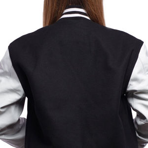 Nuevas Chaquetas Varsity Personalizadas para Mujer 2026, Chaqueta Varsity de Lana Negra, Completamente de Lana, con Cuello Alto, Diseño de Letras, para Invierno - Product Image 6