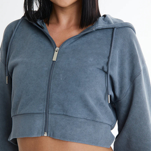 OEM Wholesale Spandex/Polyester Solid Customized Fabric Breathable Eco-Friendly Sportswear Sleeveless Acid Wash Hoodie Jogging - Product Image 3