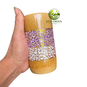 Taza de Bambú Vietnamita Hecha a Mano con Incrustaciones Florales para Decoración Elegante del Hogar, Regalos de Boda, Exhibiciones de Spa y Venta al por Menor en Boutiques - Product Image 1