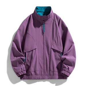 Chaqueta Bomber Negra para Hombre, Cuello Alto, Cierre de Cremallera, Resistente al Viento, Color Sólido, Exterior de Poliéster, Corte Regular, Estilo Casual, para Otoño - Product Image 4