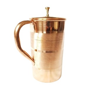 Carafe en cuivre pur avec couvercle, design logo, vaisselle métallique pour le thé, fournitures en gros, carafe métallique de style américain - Product Image 1