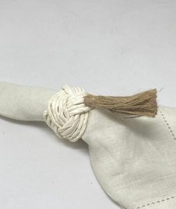 White Jute Eco-Friendly Durable Camping Napkin <b>Ring</b> <b>Circle</b> Shape - Product Image 4