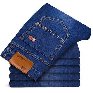 Jean en denim délavé décontracté pour homme, coupe droite, en pur coton épais, avec logo personnalisé OEM, style vintage et décontracté - Product Image 2