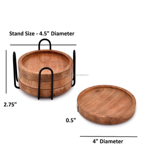 Sous-verres et tapis en bois écologiques classiques en noyer, personnalisables, vaisselle ronde pour la maison, les mariages et l'usage commercial - Product Image 2