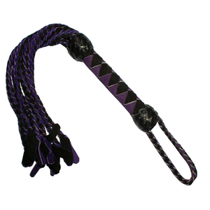 Soft <b>leather</b> <b>flogger</b> whip with braided handle for sensation play impact scenes roleplay and bedroom teasing tools for adults - Product Image 1
