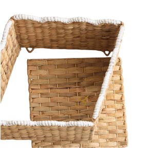 Cesta Cuadrada Plegable de Jacinto de Agua Tejido con Borde Ondulado, Contenedor Decorativo para Almacenamiento, Caja de Juguetes para Guardería Infantil - Product Image 3