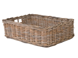 Panier de rangement en rotin naturel fait main avec doublure en tissu, panier rectangulaire pour organiser, décoration d'intérieur - Product Image 2