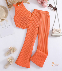 Conjunto de Ropa Infantil Otoñal Vintage para Niñas, Incluye Blusa de Manga Corta con Botones y Conjunto para Bebé Niña - Product Image 1