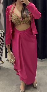 Fashion Forward Rani <b>Pink</b> Waterproof Bustier Blazer <b>Skirt</b> 3-Piece Set Structured Form Fitting Matching <b>Skirt</b> Pearls Summer - Product Image 3