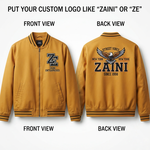 Chaqueta Bomber para Hombre de Felpa de Algodón y Poliéster de 320 GSM, Color Mostaza, Puños y Dobladillo Acanalados, Logotipo Personalizado, Estilo Urbano Premium - Product Image 1