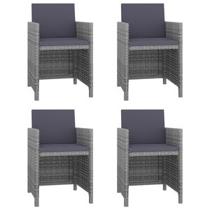 Ensemble de salle à manger de jardin moyen en rotin PE gris avec plateau en verre et acier thermolaqué – Mobilier de salle à manger extérieur élégant - Product Image 2