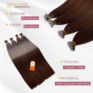 Venta al por mayor Color marrón Genius Bundle Cutícula alineada Virgen Extensiones de cabello humano de Vietnam Donors Genius Weft Extensiones de cabello - Product Image 1