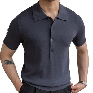 Men's POLO <b>Shirt</b> Summer Fashion Simple Stripes Breathable Comfortable Casual V-Neck Slim <b>Button</b>-<b>Up</b> <b>Short</b>-<b>Sleeved</b> Tops - Product Image 3