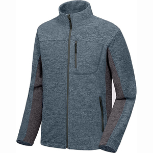Fleece Jacket Soft Touch Full Zip <b>Mens</b> Winter Polar Fleece Jacket Warm Casual Outdoor Travel <b>Coat</b> Grey Zip Up <b>Long</b> Sleeve - Product Image 1