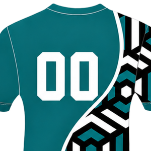 Teal <b>Black</b> <b>White</b> Geometric Rugby Jersey Short Sleeve Crew Neck Custom Breathable Training Athletic Team Sportswear Performance - Product Image 4