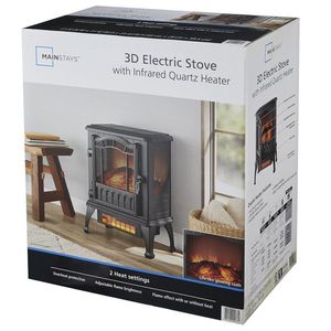 Stufa elettrica con fiamma 3D realistica, 2 impostazioni di calore, colore nero - Product Image 3