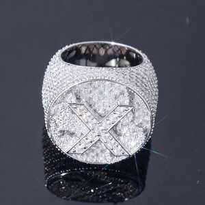 Customize <b>Name</b> First Letter X Iced Out Moissanite Pinky <b>Ring</b> Original 925 Sterling Silver for Hip Hop Party Charms for Friends - Product Image 2