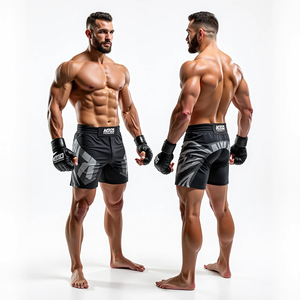 Shorts de combat MMA personnalisés par sublimation, design Kimono de Jiu-Jitsu No-Gi, vêtements de grappling avec caractéristiques extensibles, respirantes et à séchage rapide - Product Image 3