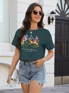 T-shirt court personnalisé pour femme, motif graphique, col rond, décontracté, été, vente en gros OEM - Product Image 2